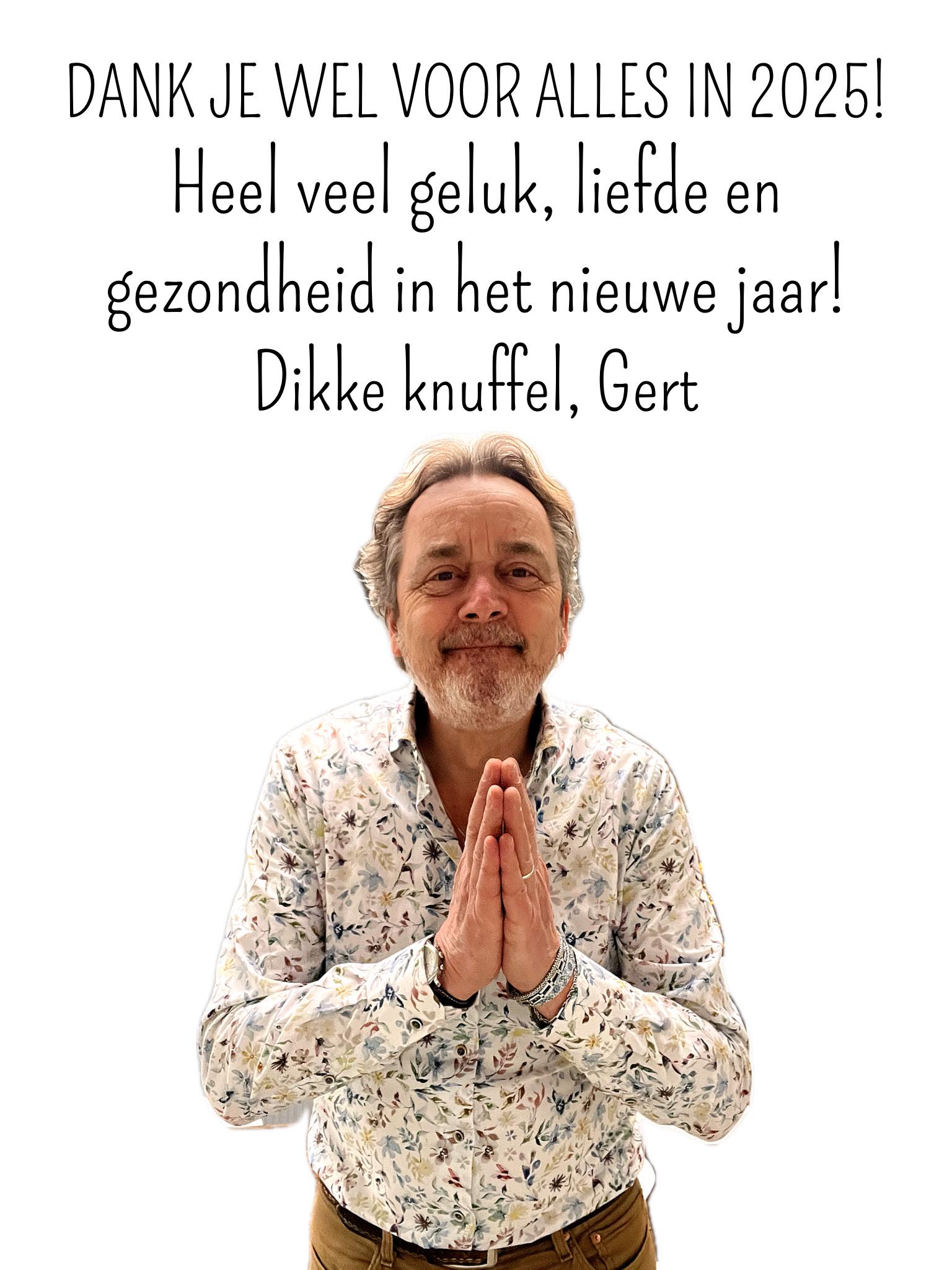 Gelukkig nieuw jaar Gert de Goede illustrator cartoonist fotograaf dank je wel kunstenaar Uden Noord Brabant wens