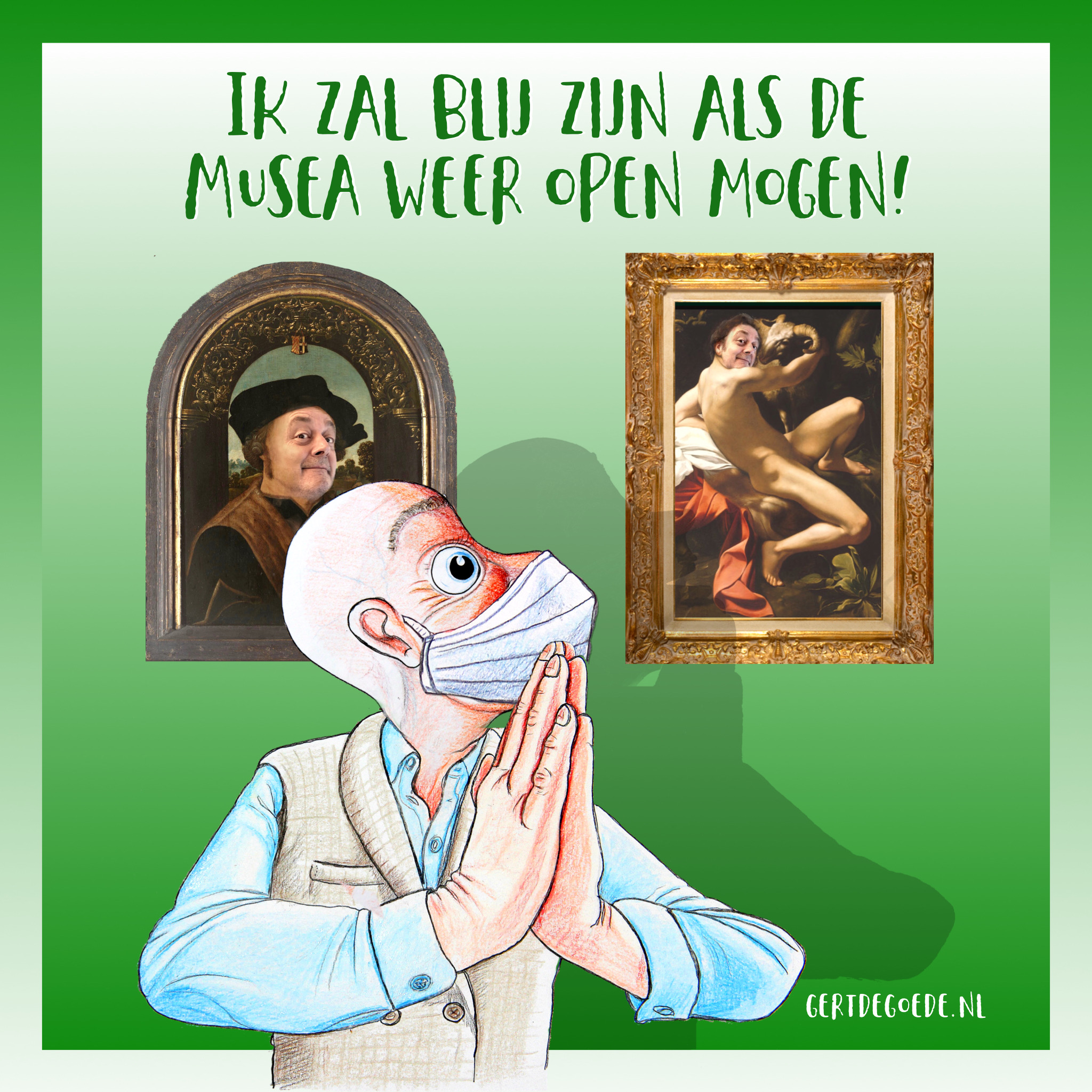 cartoon musea museum expositie kunst art grappig leuk lol funny gert de goede corona covid 