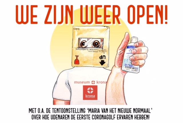 Gert de Goede cartoon illustratie grappig vrolijk striptekening simpel museum krona Uden Krona religieuze kunst Corona kroon pandemie expositie