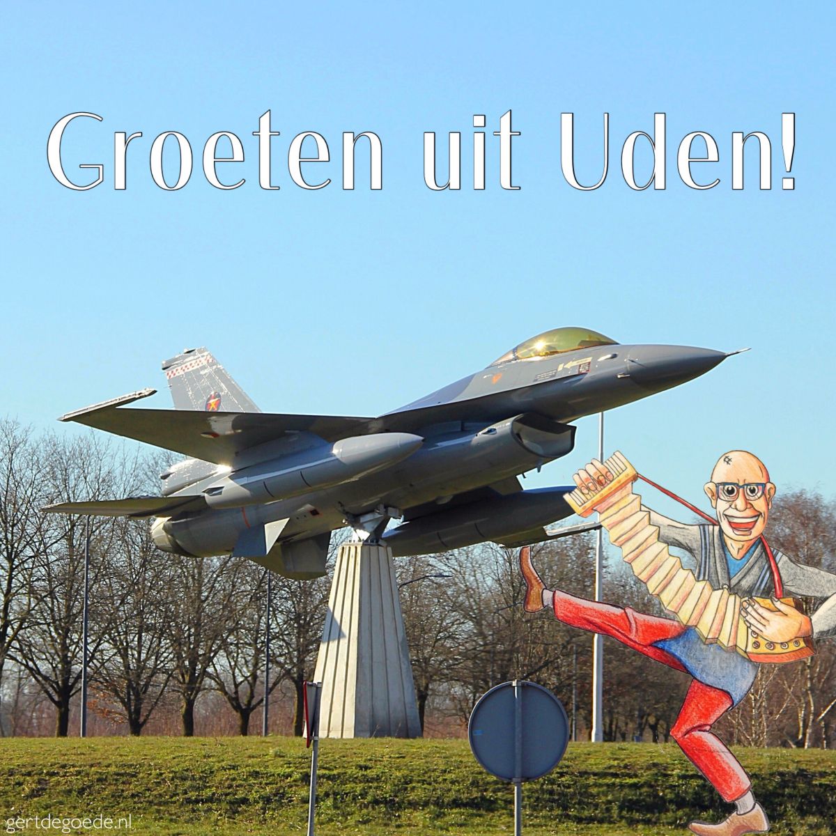 Uden Volkel vliegbasis f16 rotonde roundabout airbase royal dutch airforce koninklijke luchhtmacht maashorst Illustratie illustrate illustrazione illustrazion ambachtelijk tekening gert de goede kunst artwork vrolijk gelukkig tevreden