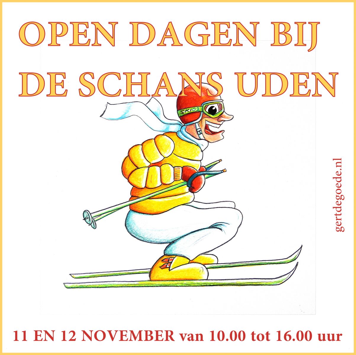 Gert de Goede kunst ambacht kleurrijk skie skieën schans uden gert de goede mooi uden krant vrolijk kleur rood geel open dag 