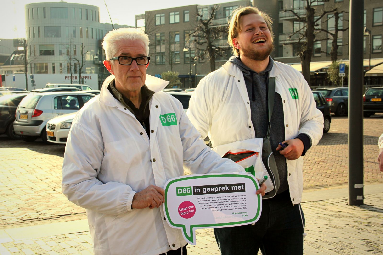 D66 Jaap Lommerse Matthie van Merwerode politiek GR2018 2018 gemeenteraadsverkiezingen verkiezingen Uden Markt flyeren wethouder 